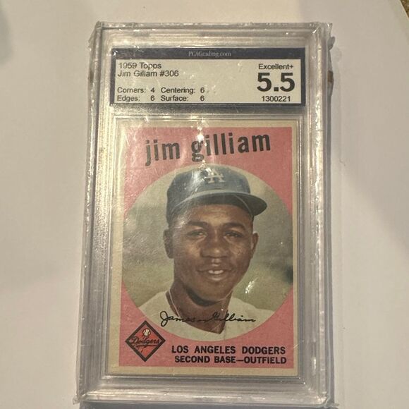 Topps 1959 Jim Gilliam Trading Card - Pink and Black - Picture 2 of 3